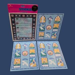 1990 Rare Hallmark Religious Christian Stickers Psalm Scriptures & Easter Cross